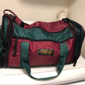 Vintage Retro Bugle Boy Colorful Maroon Green Duffel Gym Bag Size 21x11x11
